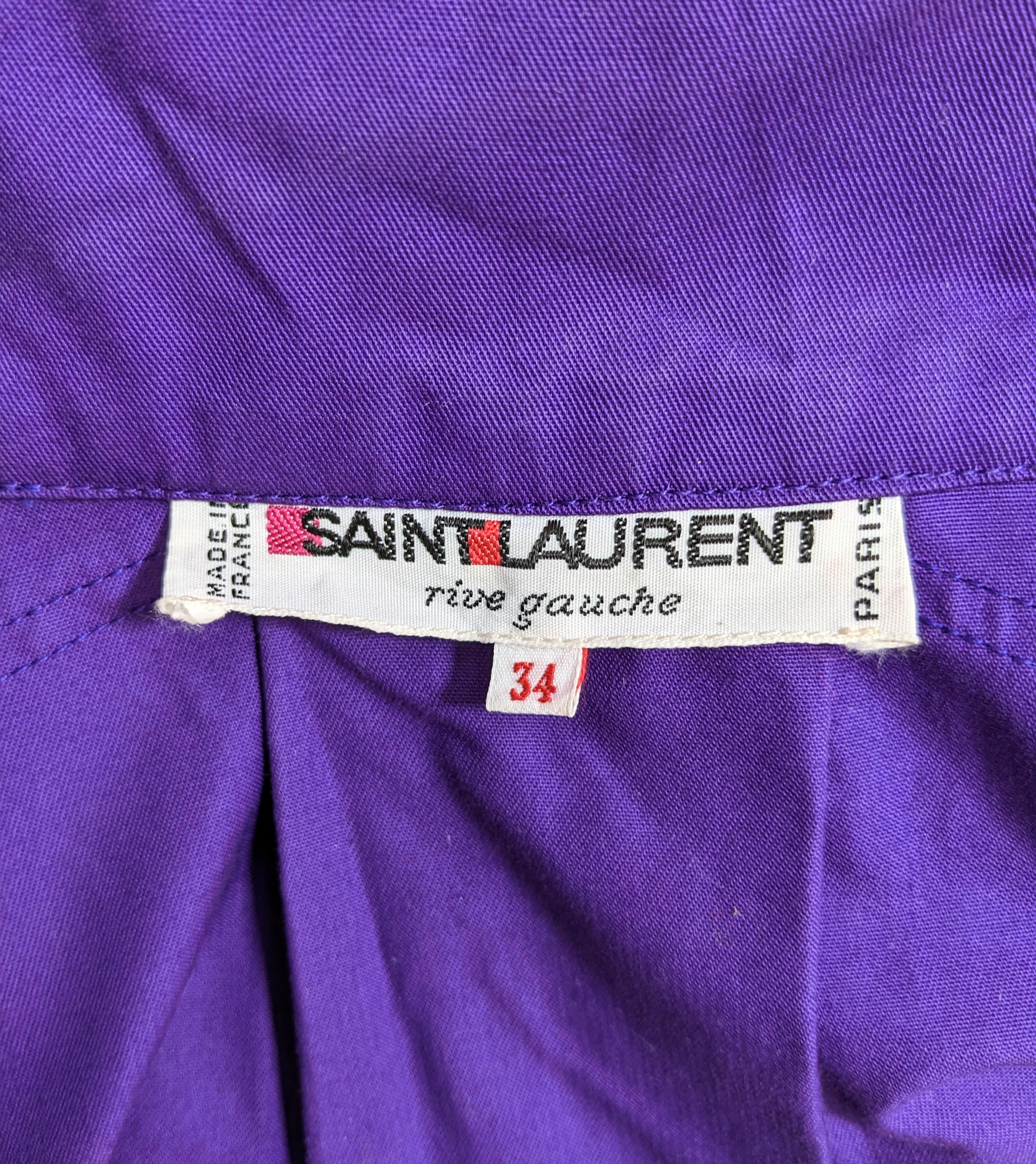 Frühe Yves Saint Laurent Violette Baumwoll-Twill-Jacke  im Angebot 6