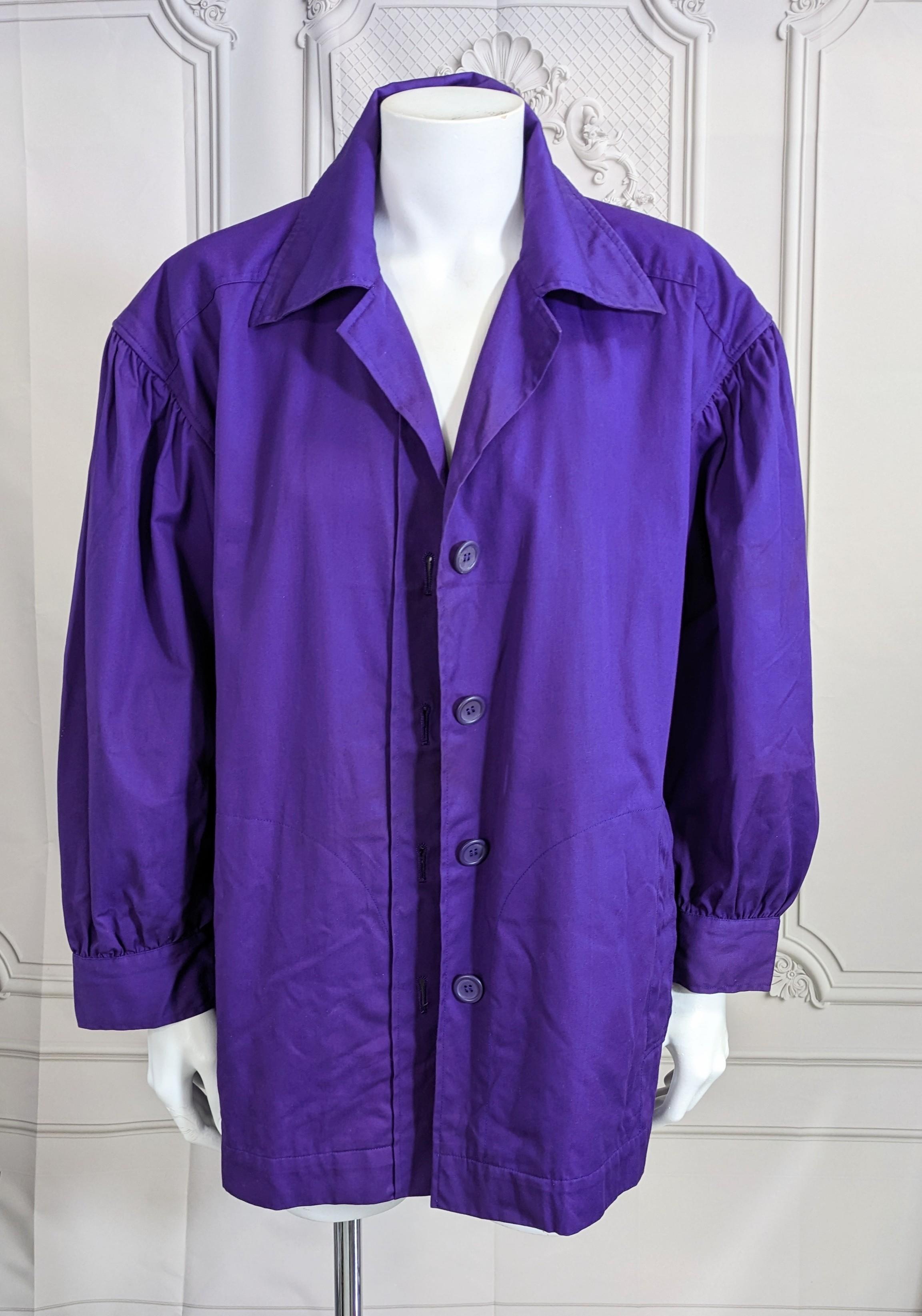 Purple Early Yves Saint Laurent Violet Cotton Twill Jacket For Sale