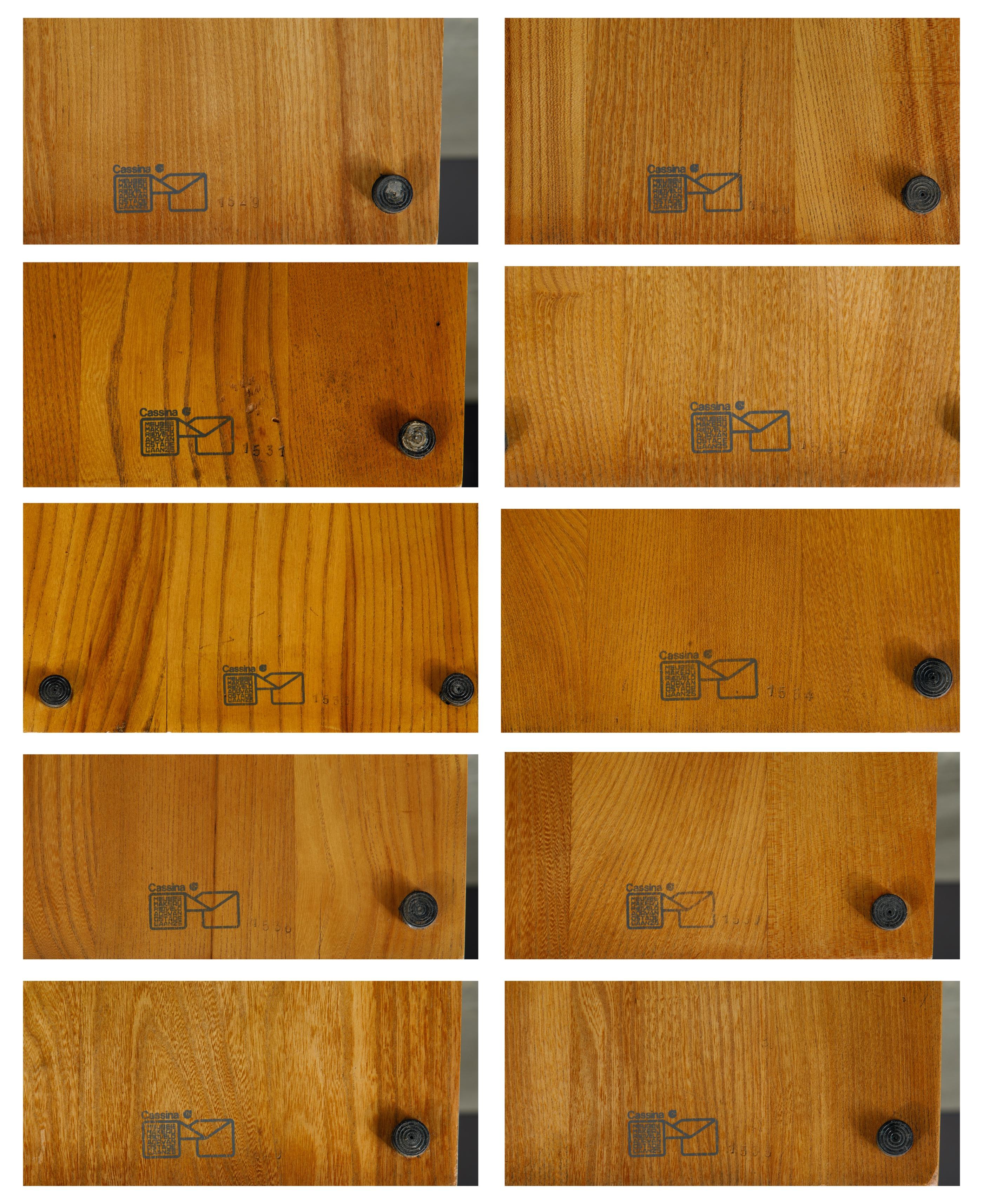 Frühe „Zig Zag“-Stühle von Gerrit Rietveld für Cassina, 1973, signiert, Zehn verfügbar (De Stijl) im Angebot