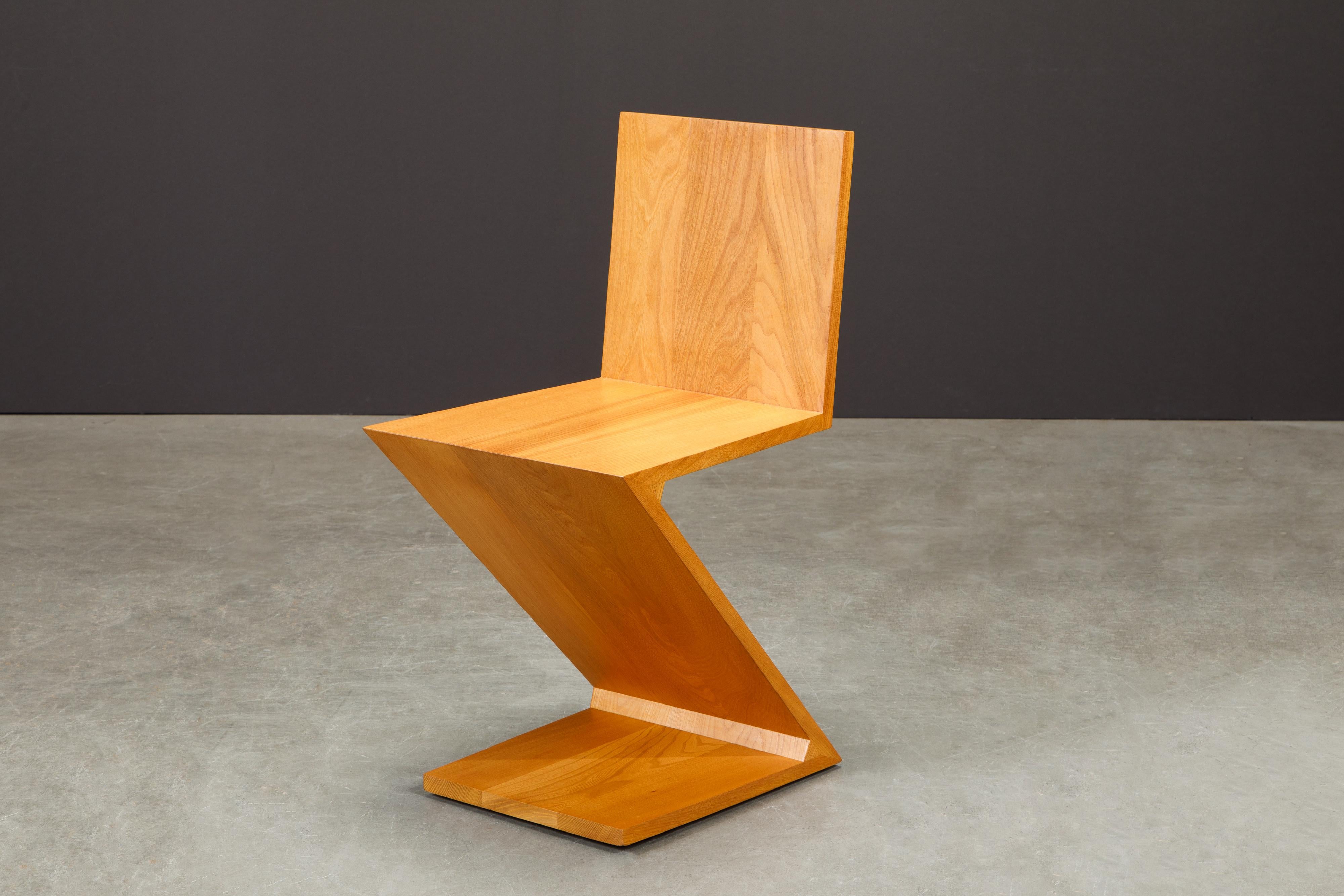 Early 'Zig Zag' Chairs by Gerrit Rietveld for Cassina, 1973, Signed, Ten Avail For Sale 1