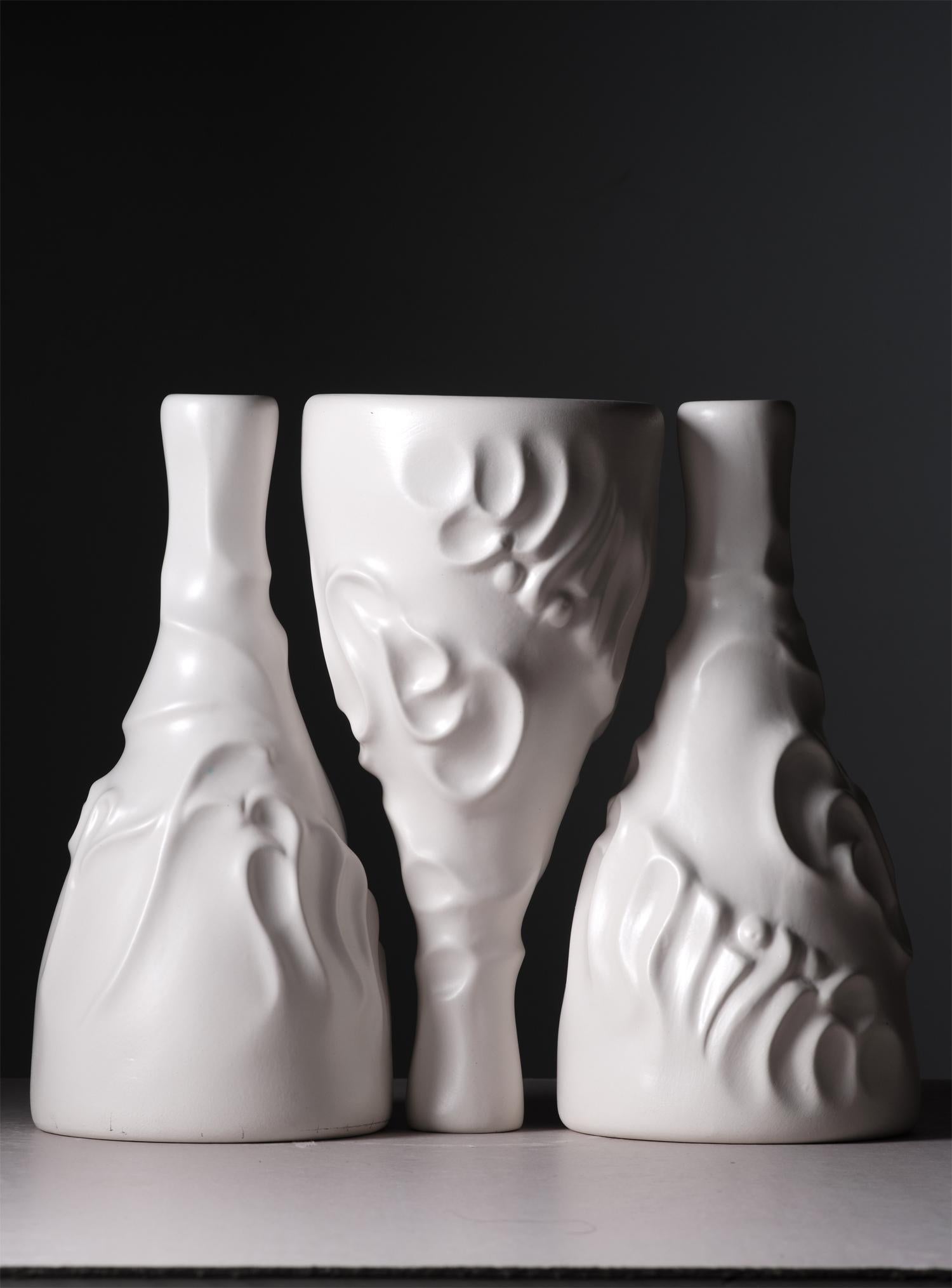 Contemporary White Ceramic Casa De Familia Bottle Vase by Josep Maria Jujol, Spanish design For Sale