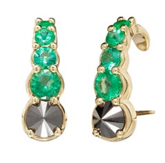 Emerald 1, 25ct & 1, 7ct Black Diamond Earrings