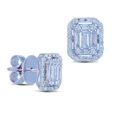 Earring 18k White Gold Baguette Diamond for Her