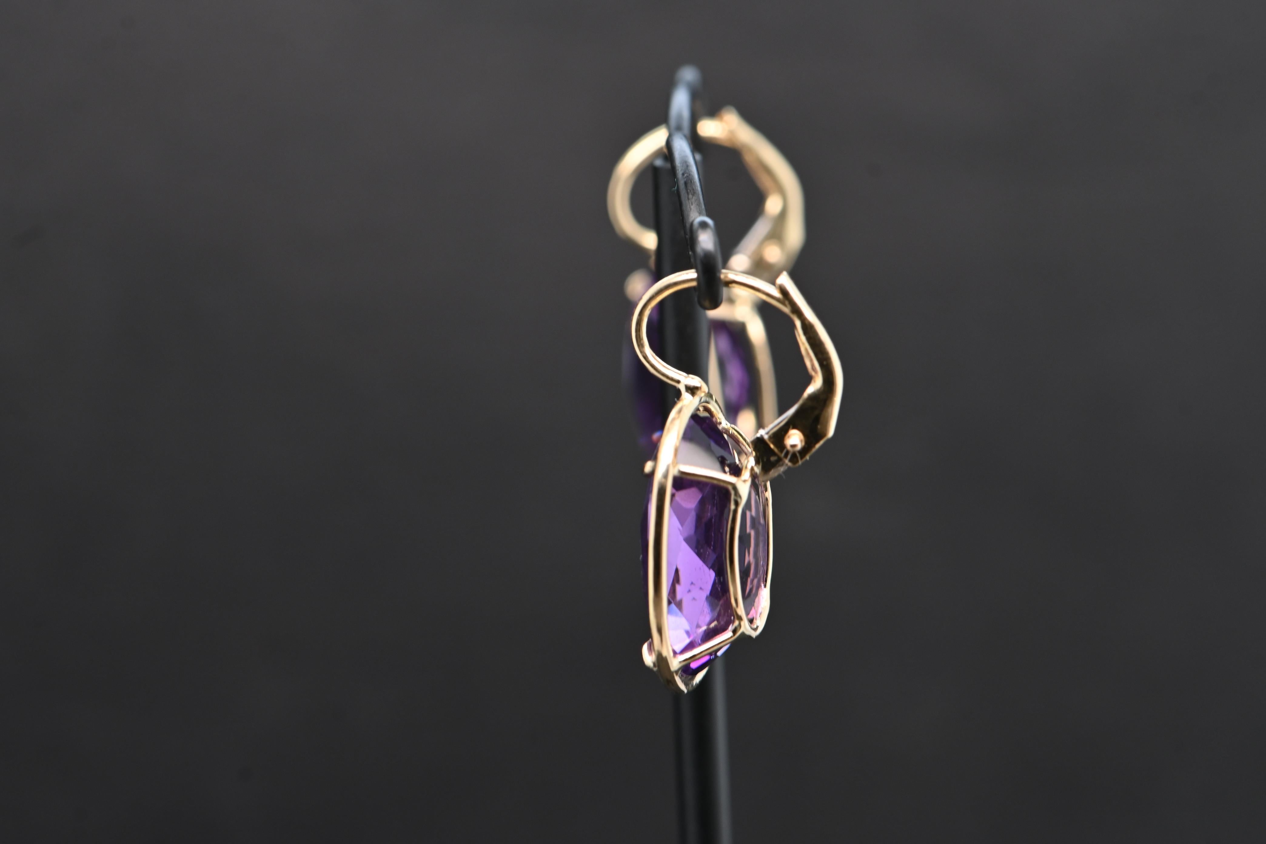 Earring Amethyste Yellow Gold 18 Carat In New Condition For Sale In Vannes, FR