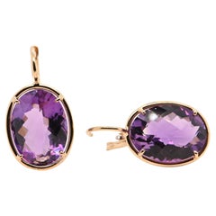Earring Amethyste Yellow Gold 18 Carat
