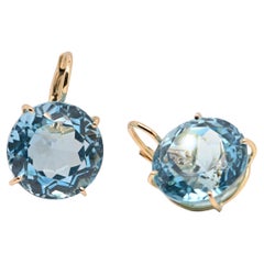 Earring Blue Topaz 18 Carat Yellow Gold