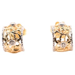 Earring Diamonds 0, 10 Carats Two-Tones Gold 18 Carats