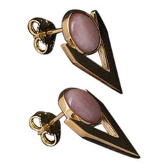 Earring Pair in 9 Carat Gold and Pink Opal Cabochon from IOSSELLIANI