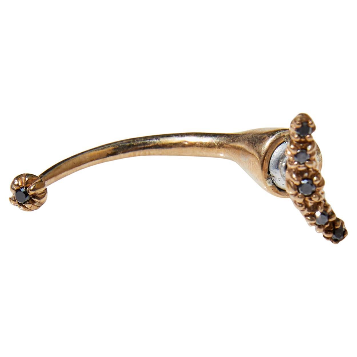 Black Diamond Earring Piercing Gold Modern Unisex J Dauphin For Sale
