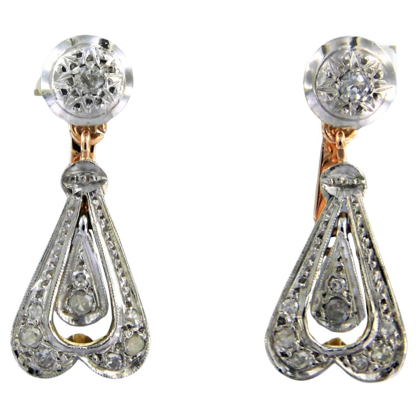 Boucle d'oreille sertie de diamants Or bicolore 18k en vente