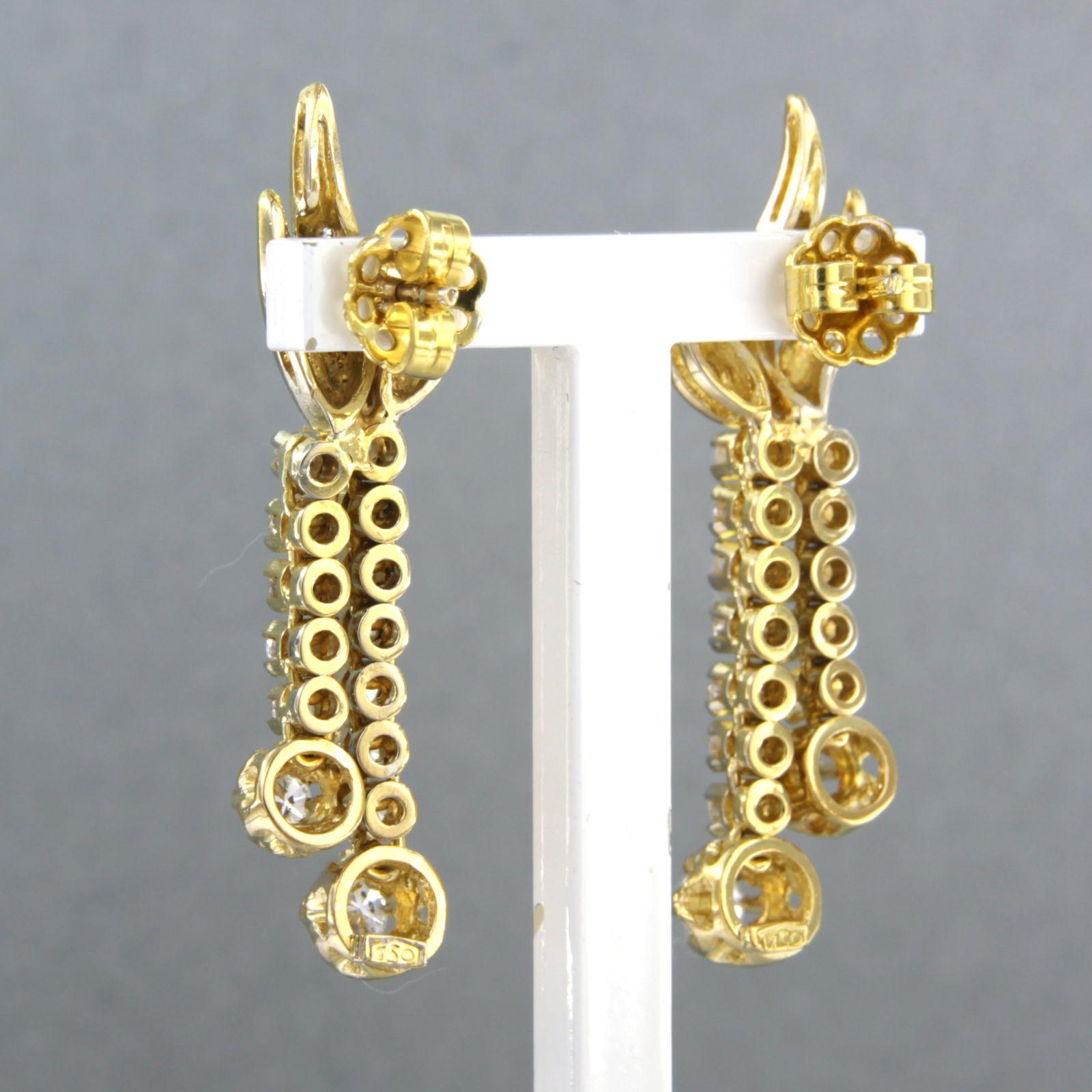 Earring set with diamonds 18k yellow gold In Good Condition For Sale In The Hague, ZH