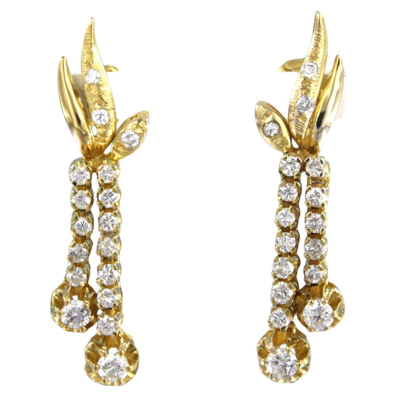 Earring set with diamonds 18k yellow gold For Sale