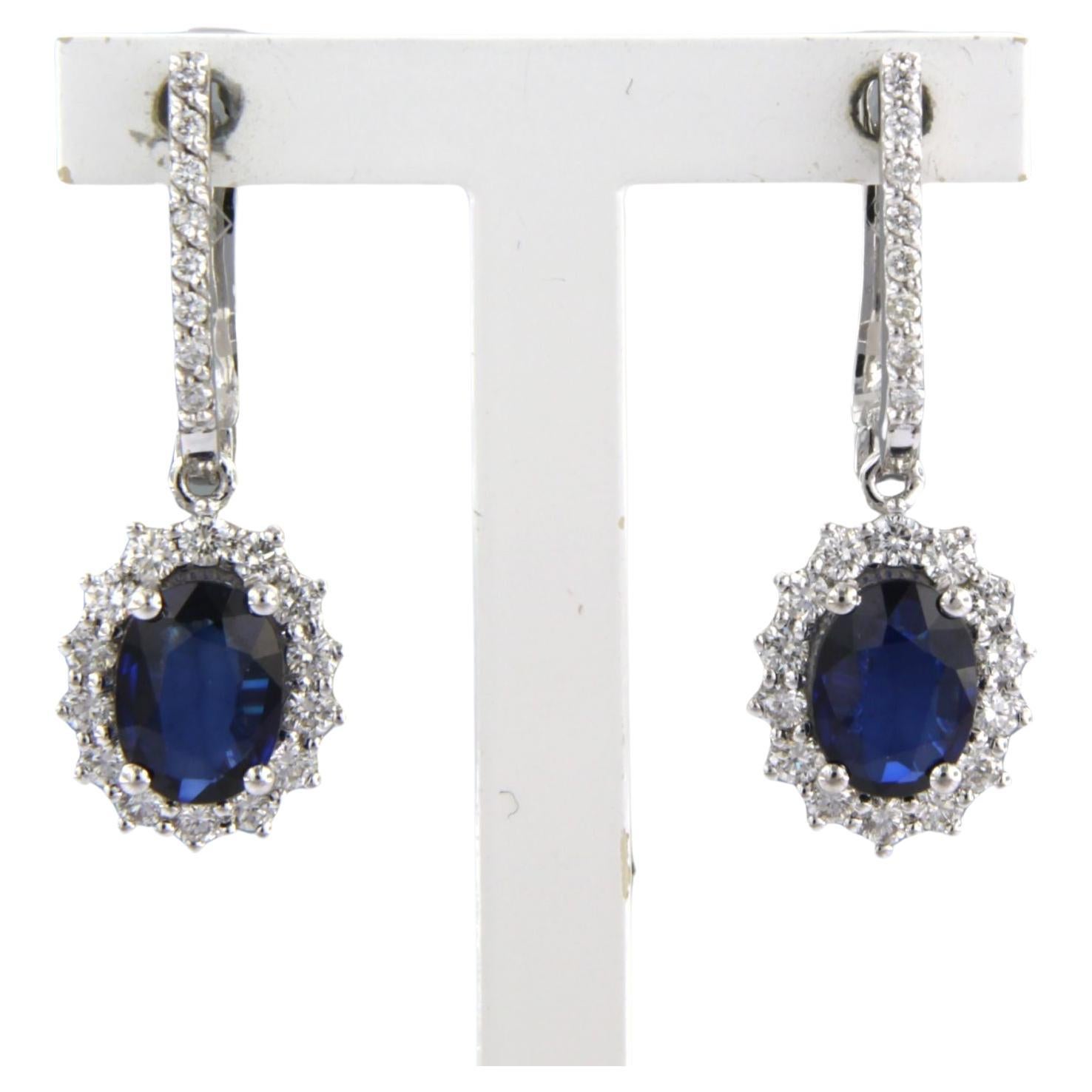 Earring set with sapphire and diamonds 18k white gold