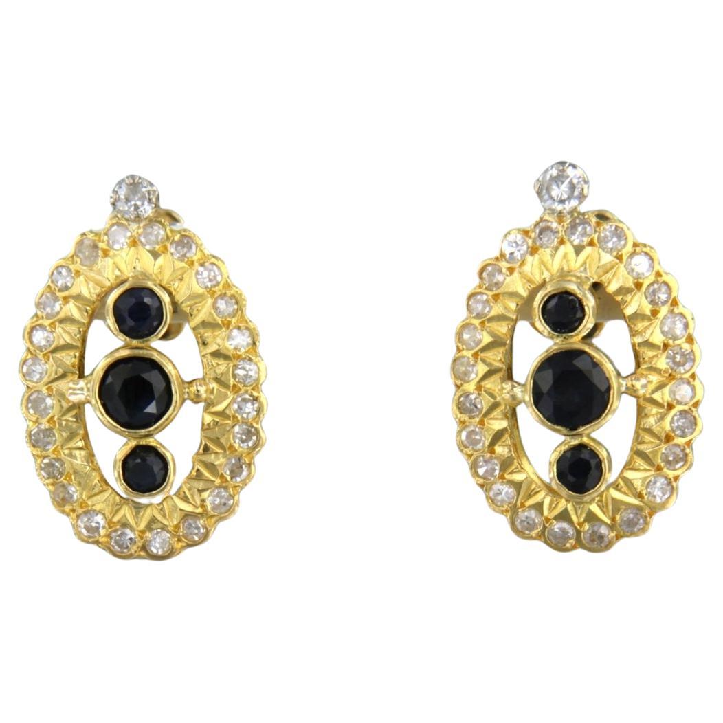 Earring set with sapphire and diamonds 18k yellow gold