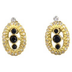 Earring set with sapphire and diamonds 18k yellow gold