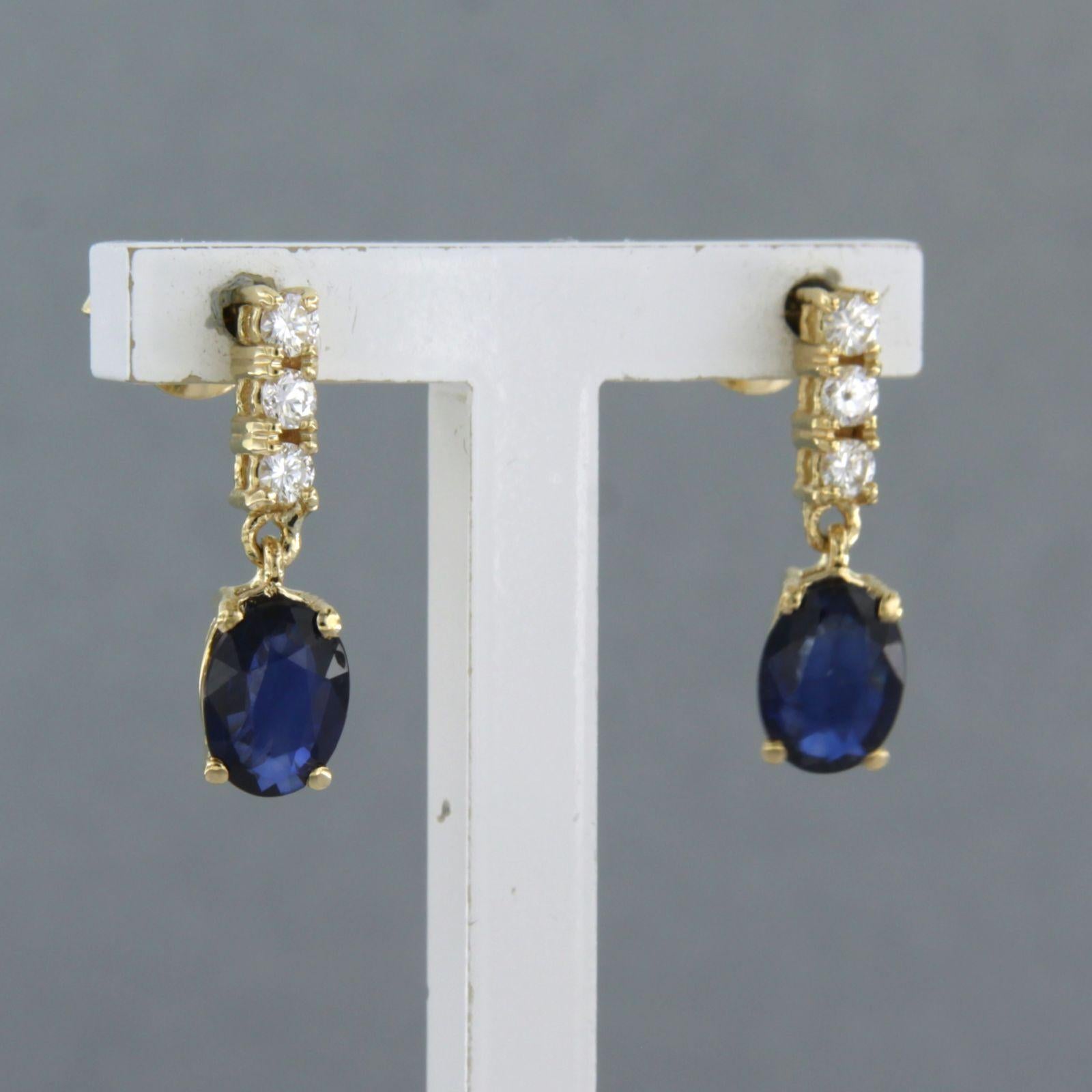 Modern Earring set with sapphire up to 1.50ct and diamonds up to 0.24ct 18k yellow gold For Sale