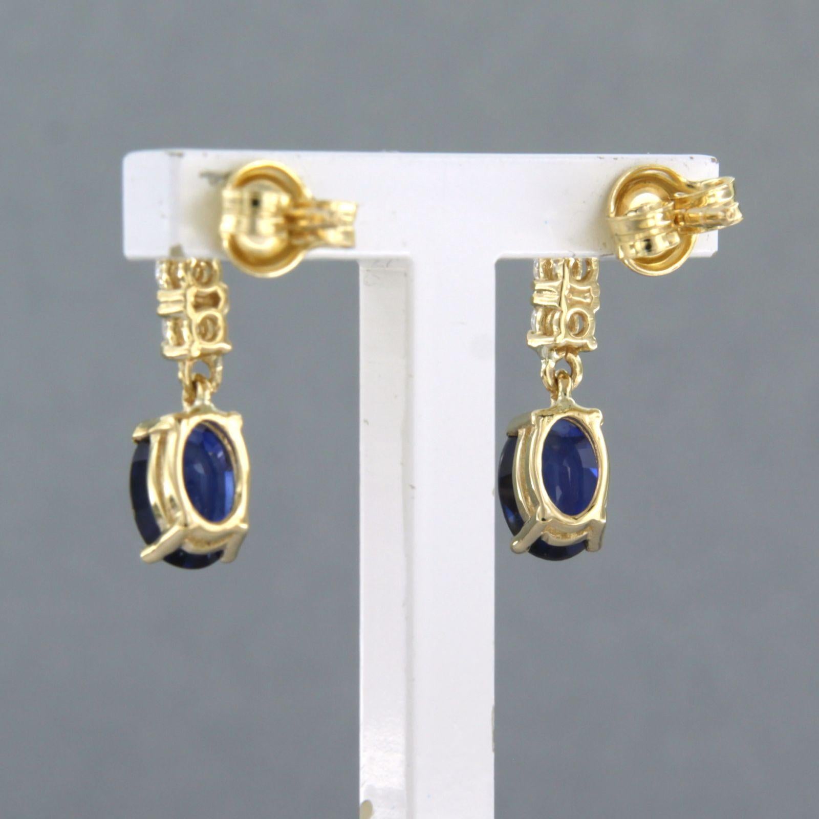 Earring set with sapphire up to 1.50ct and diamonds up to 0.24ct 18k yellow gold In New Condition For Sale In The Hague, ZH