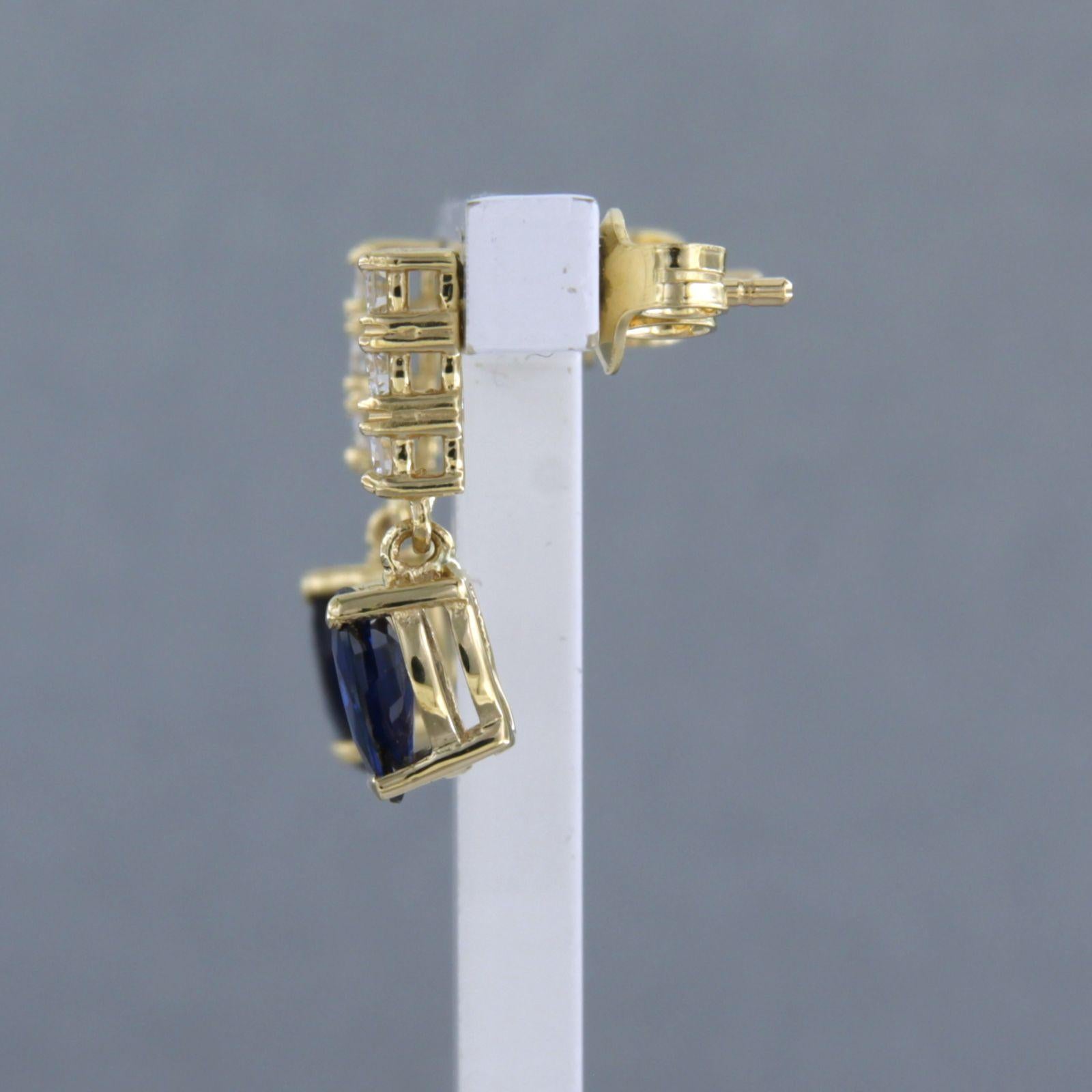 Women's Earring set with sapphire up to 1.50ct and diamonds up to 0.24ct 18k yellow gold For Sale