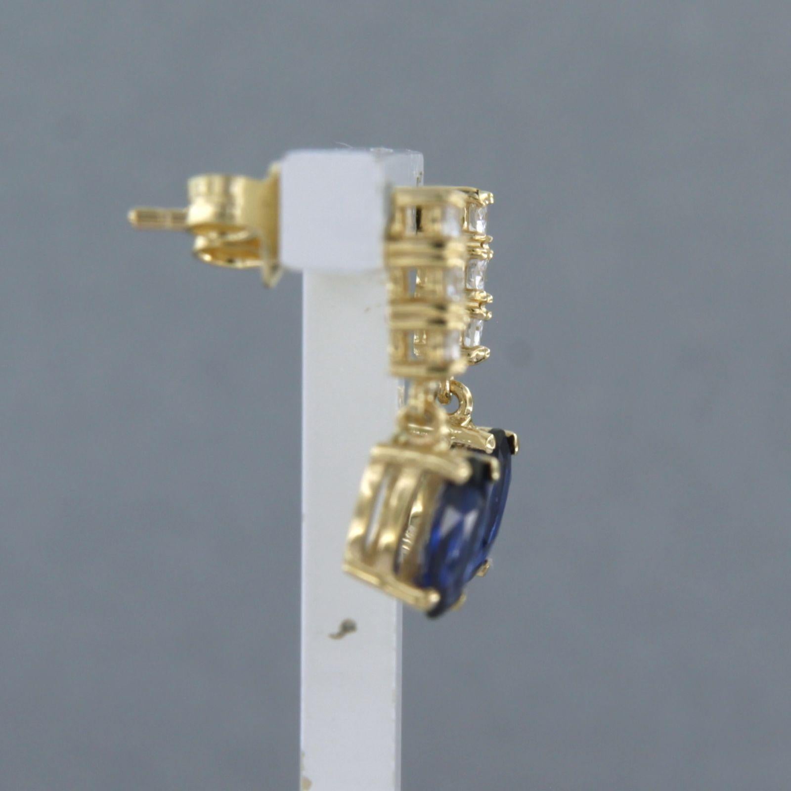 Earring set with sapphire up to 1.50ct and diamonds up to 0.24ct 18k yellow gold For Sale 1