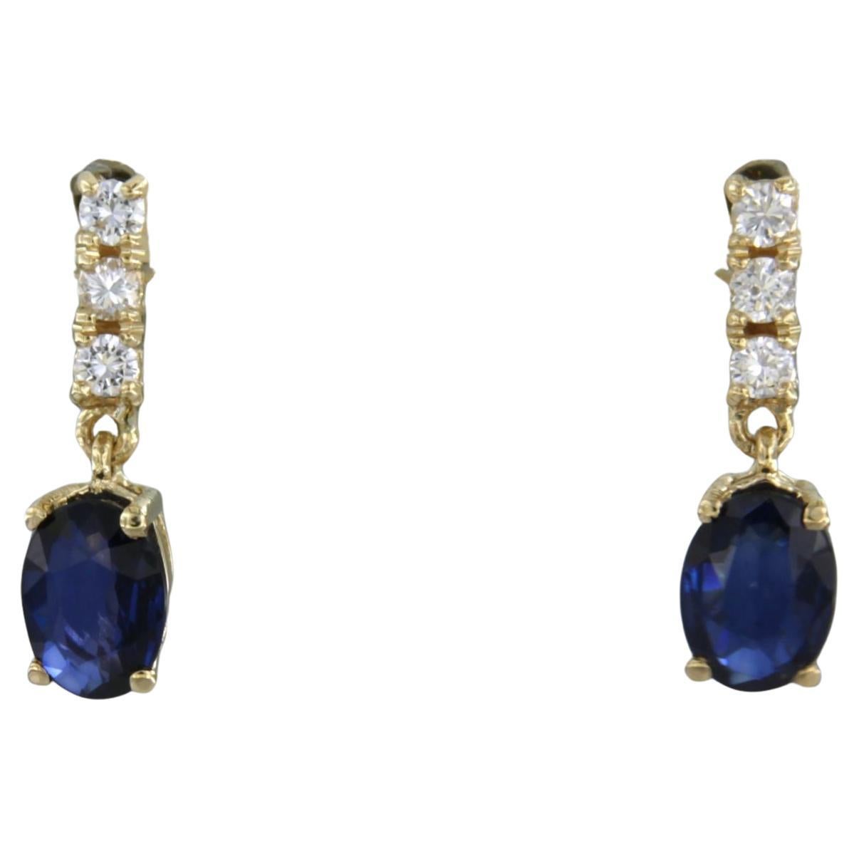 Earring set with sapphire up to 1.50ct and diamonds up to 0.24ct 18k yellow gold For Sale