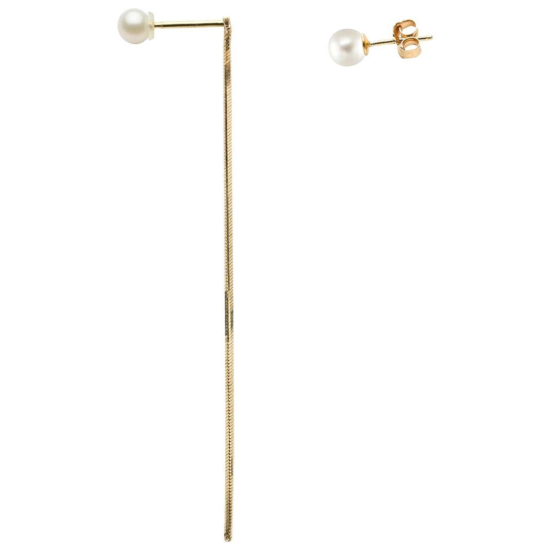 Earring Strand in 9 Carat Yellow Gold and Freshwater Pearl from IOSSELLIANI For Sale