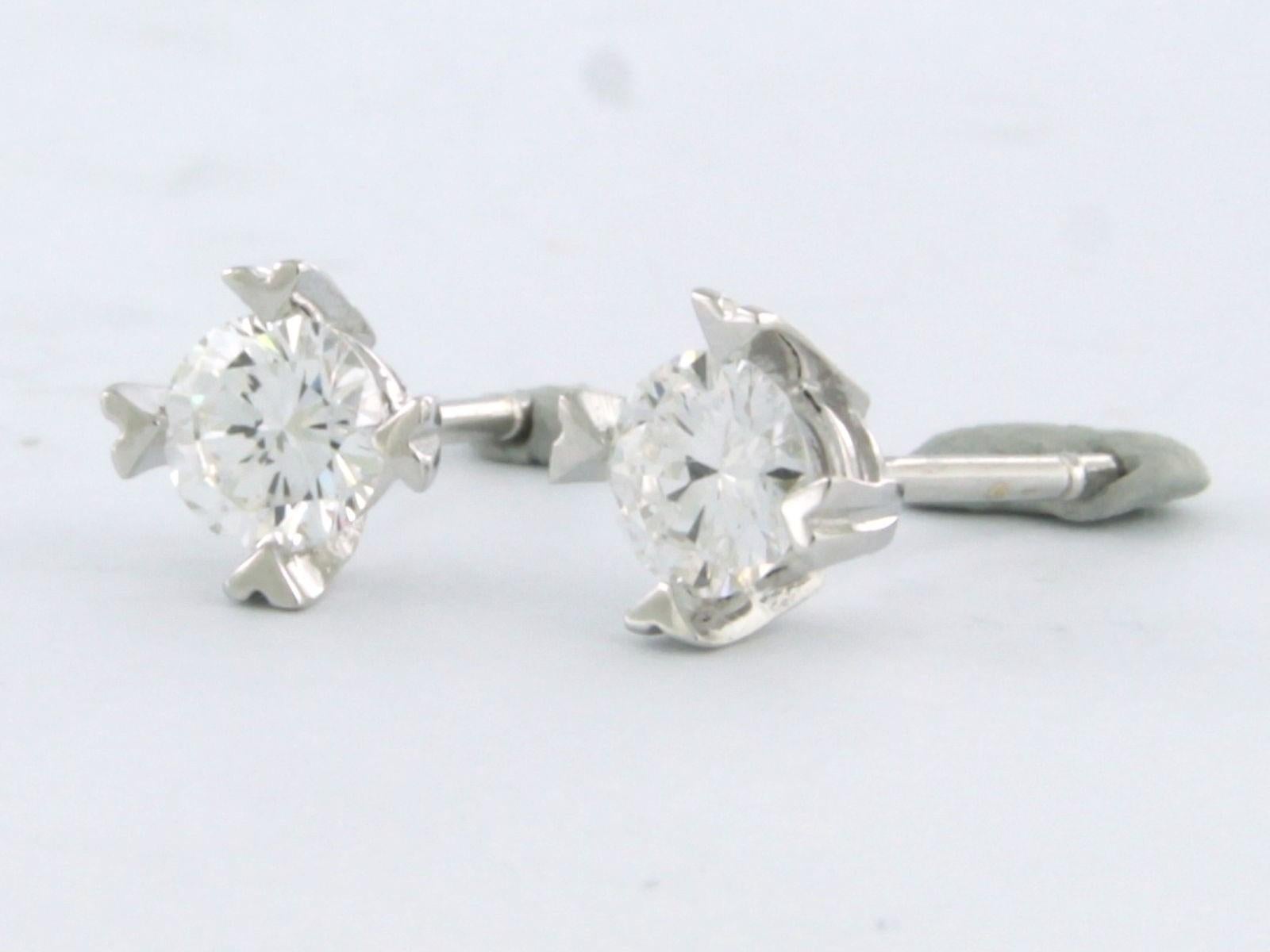 Women's Earring studs set with diamonds 14k white gold For Sale
