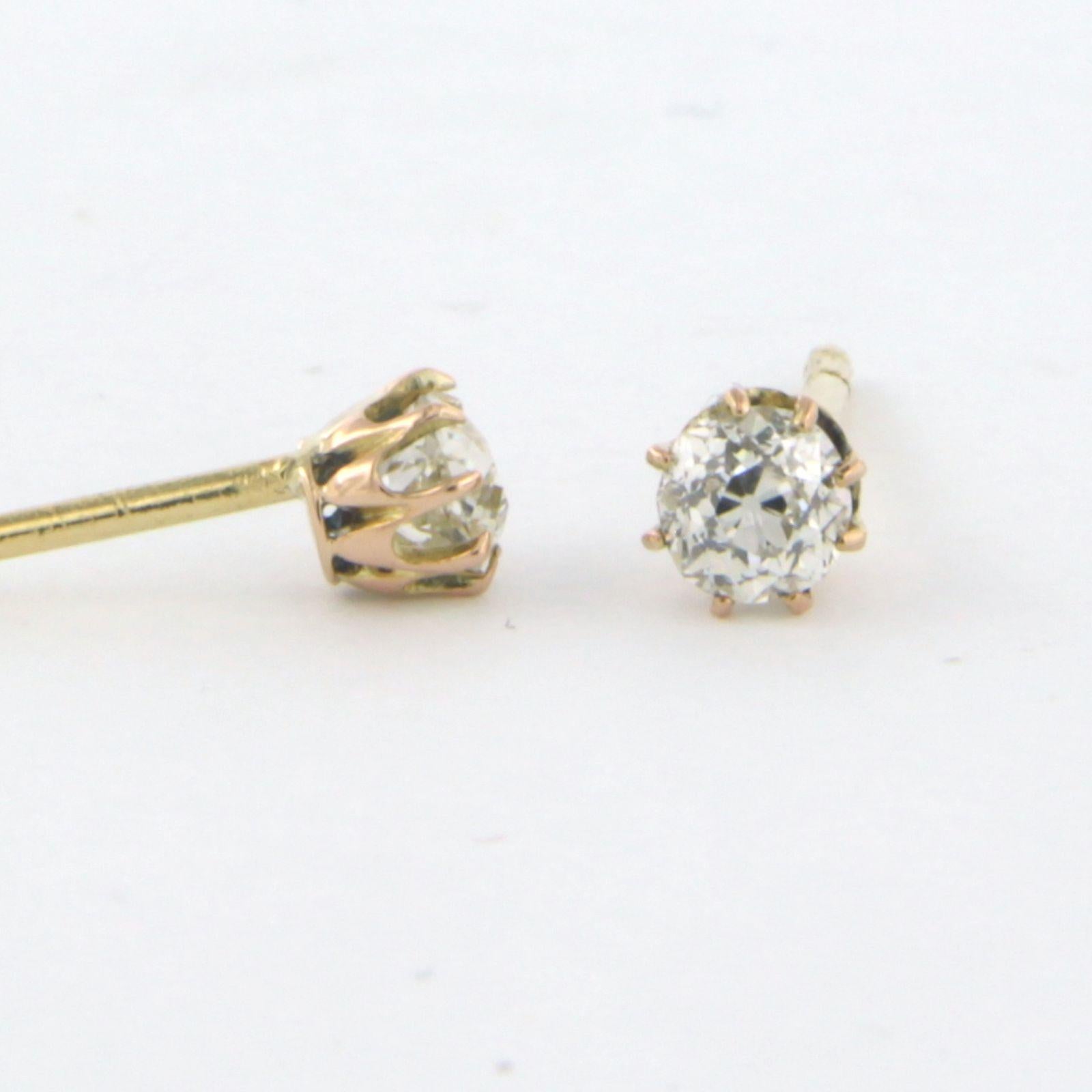 Earring studs set with diamonds 18k yellow gold In Good Condition For Sale In The Hague, ZH