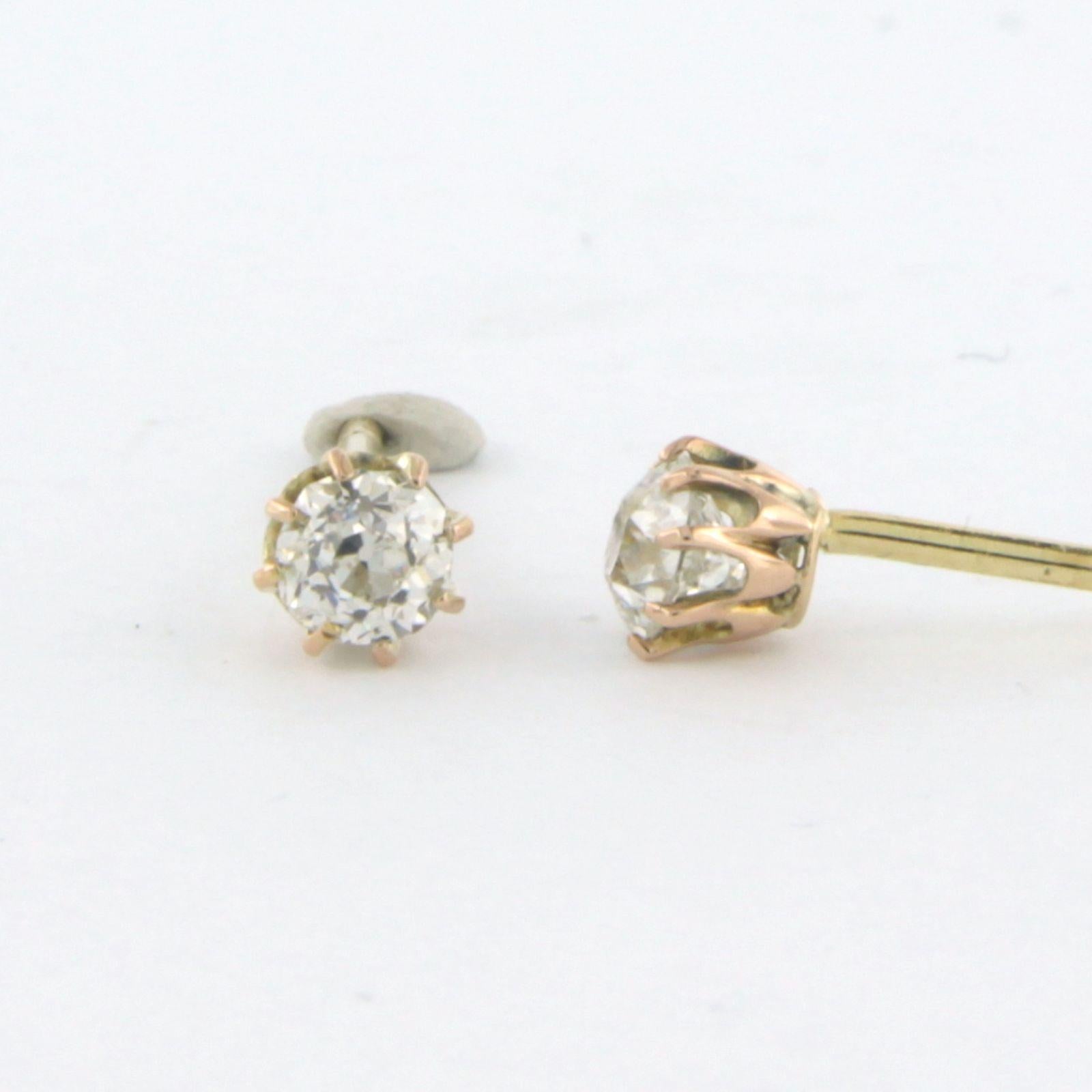 Women's Earring studs set with diamonds 18k yellow gold For Sale