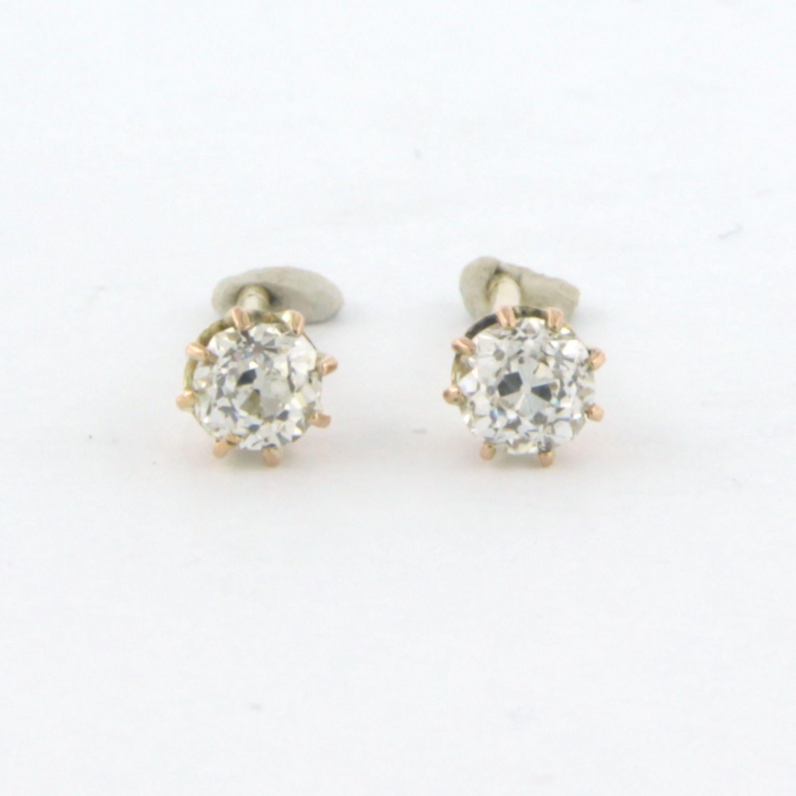 Earring studs set with diamonds 18k yellow gold 1