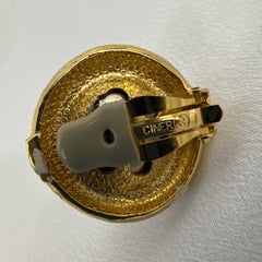 Vintage Ciner Black Pearl & White Enamel Clip-On Earrings – Signed Jewelry