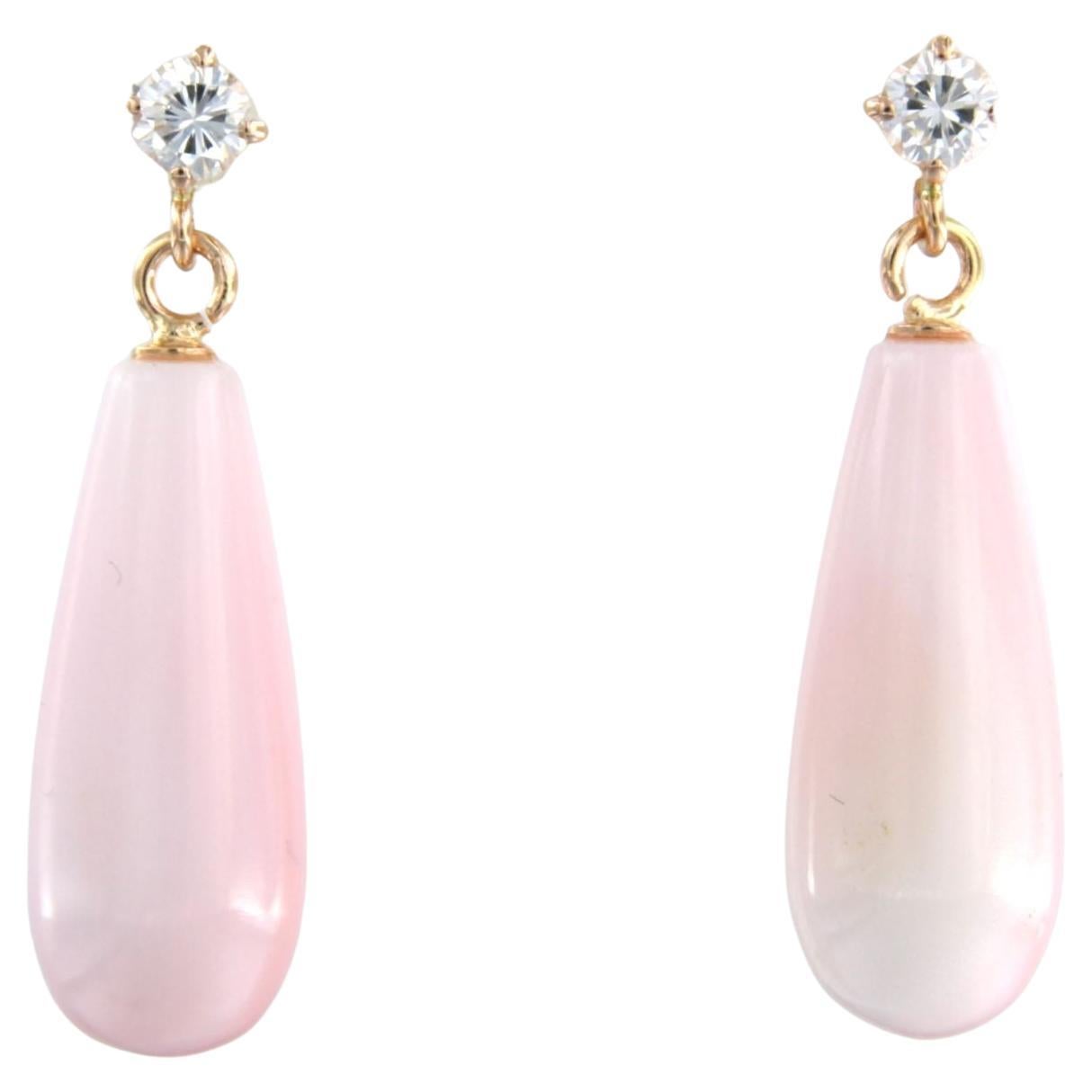 Earring with agate and diamonds 18k pink gold For Sale at 1stDibs