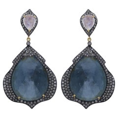 Earring with Diamond and Semi Precious Stones in 925 Sterling Silver