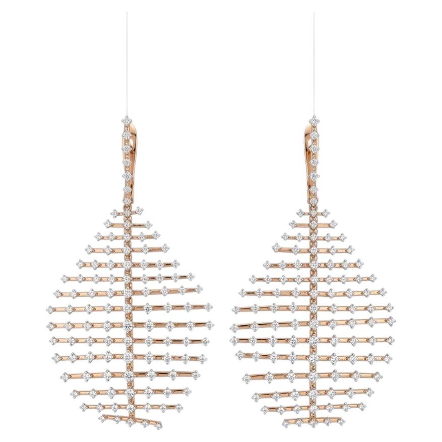Contemporary 3.35ct Diamond Drop Earrings in 18K White Gold, USA