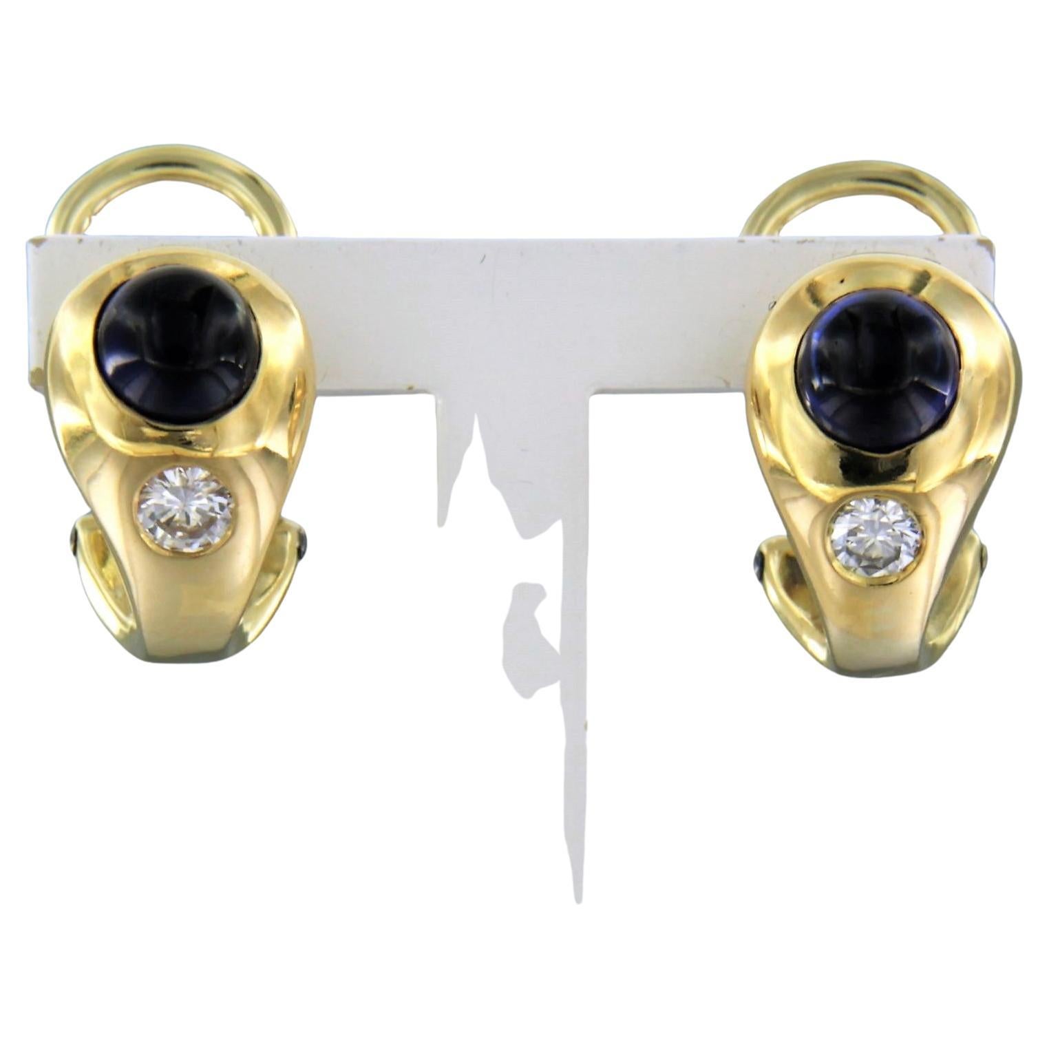 Earring with sapphire and diamond 14k yellow gold