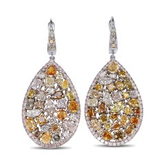 Earrings - 14 kt. White gold - 11.60ct. tw. Diamond (Natural coloured) IGI