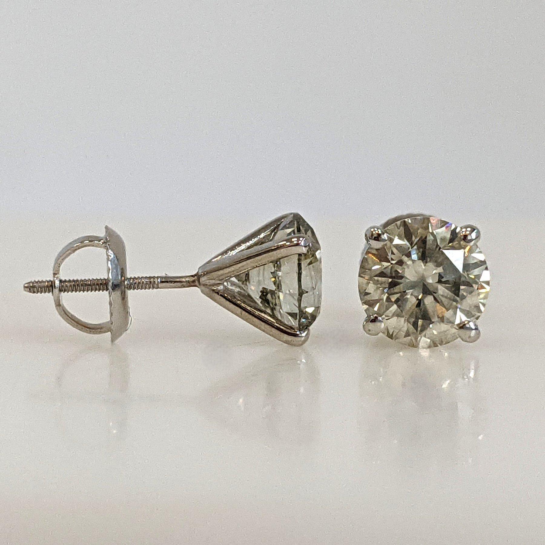 Boucles d'oreilles - 14 kt. Or blanc - 3.05ct. tw. Diamant (de couleur naturelle) - IGI Pour femmes en vente