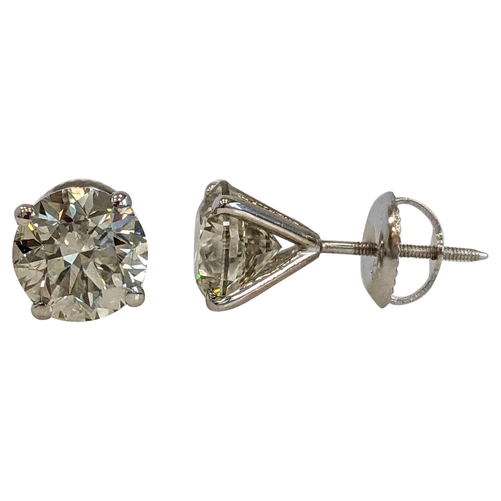 Pendientes - 14 kt. Oro blanco - 3,05ct. tw. Diamante (color natural) - IGI