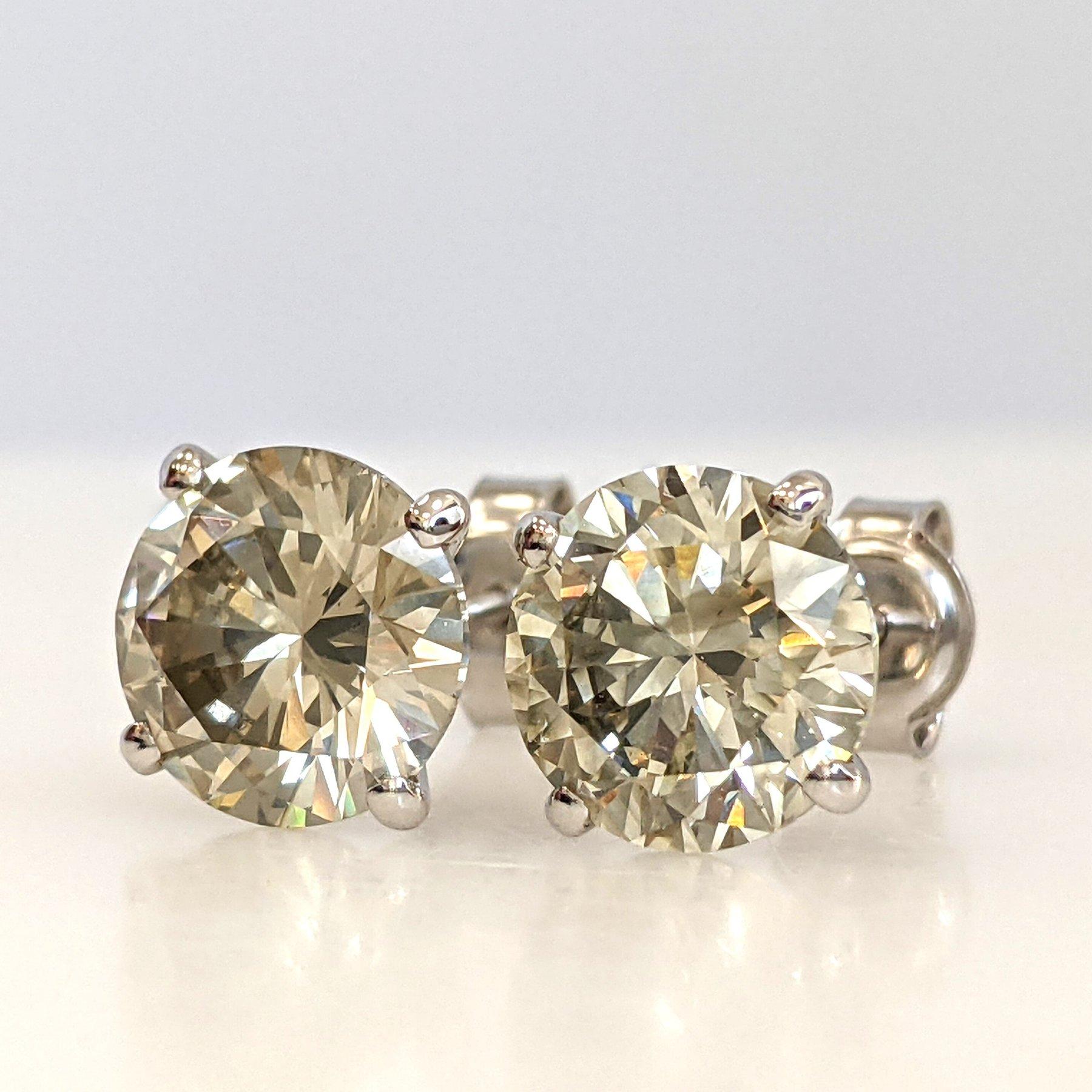 Boucles d'oreilles - 14 kt. Or blanc - 4.03ct. tw. Diamant (de couleur naturelle) - IGI Pour femmes en vente