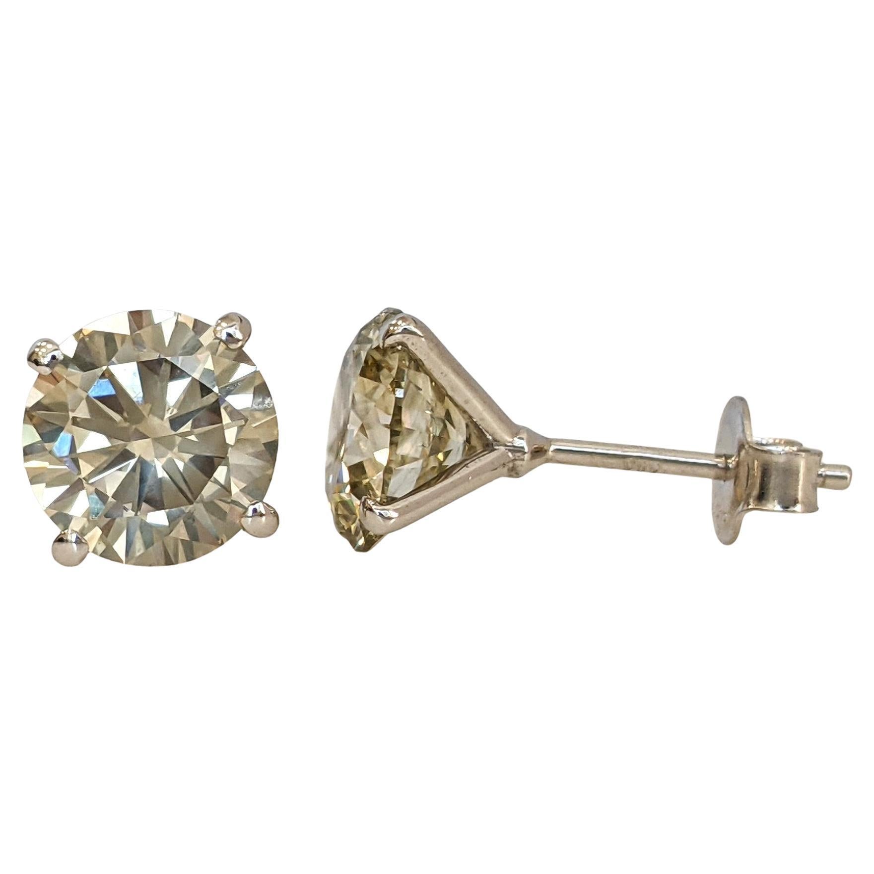 Pendientes - 14 kt. Oro blanco - 4,03ct. tw. Diamante (color natural) - IGI