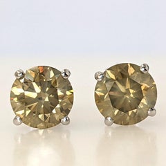 Ohrringe - 14 kt. Weißgold - 4,12ct. tw. Diamant (natürlich gefärbt) - IGI