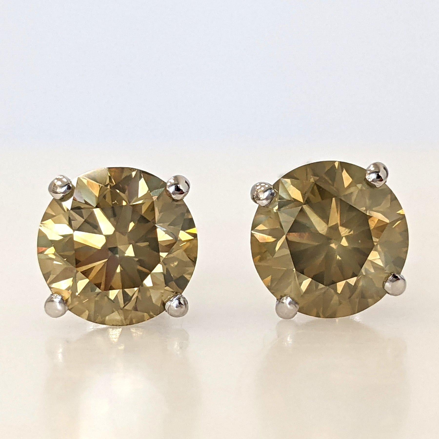 Pendientes - 14 kt. Oro blanco - 4,12ct. tw. Diamante (color natural) - IGI Art Decó en venta