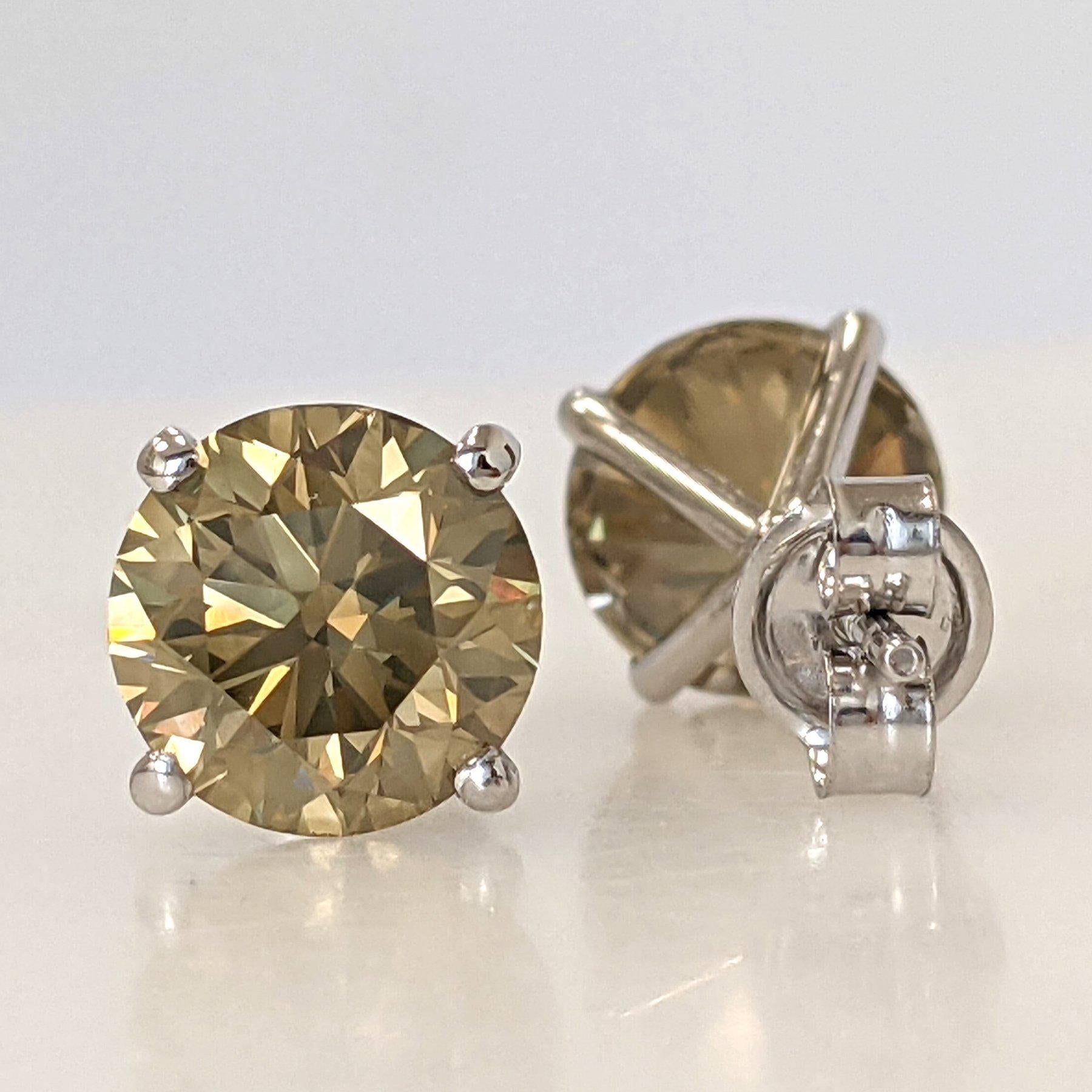 Pendientes - 14 kt. Oro blanco - 4,12ct. tw. Diamante (color natural) - IGI en Nuevo estado para la venta en Ramat Gan, IL