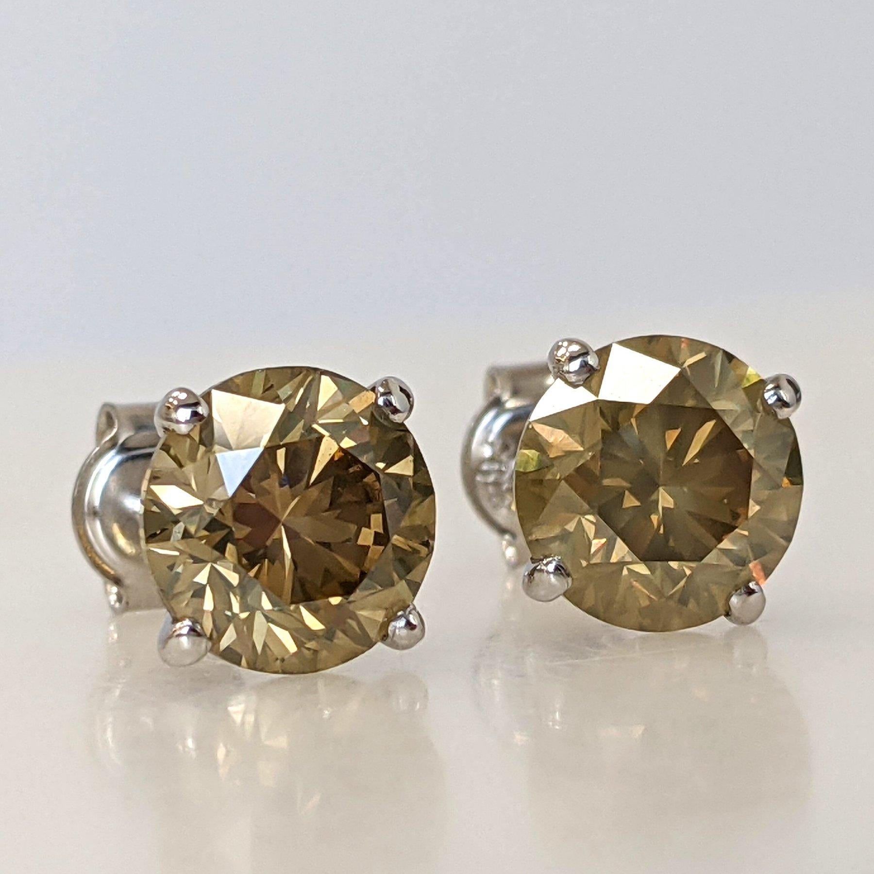 De las mujeres Pendientes - 14 kt. Oro blanco - 4,12ct. tw. Diamante (color natural) - IGI en venta