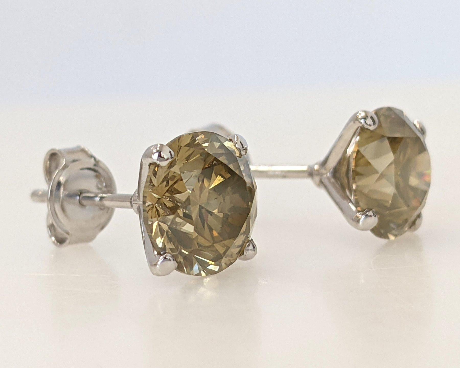 Pendientes - 14 kt. Oro blanco - 4,12ct. tw. Diamante (color natural) - IGI en venta 1