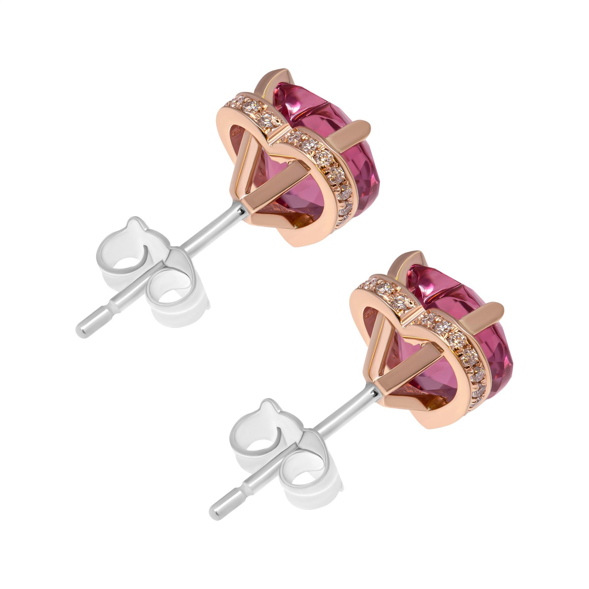 pink tourmaline heart earrings