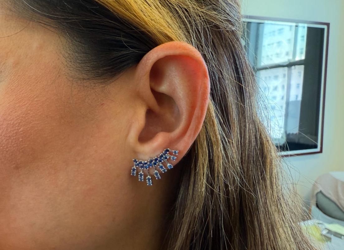 Pendientes Oro 14kt Zafiros Redondos Stardusts Contemporáneo en venta