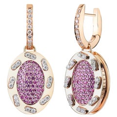 Earrings 18 Karat Gold, Pink Sapphires Diamonds from The Iconic Omles Collection