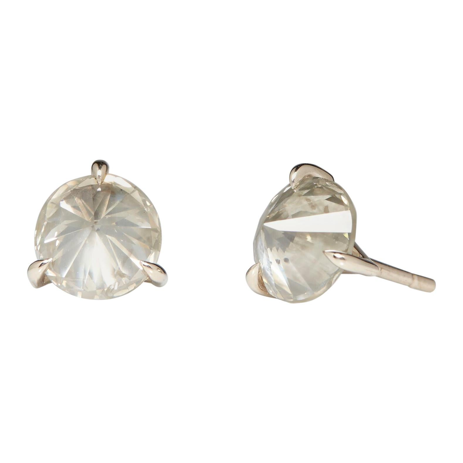 White Diamonds 4, 84ct & 18k White Gold Stud Earrings For Sale