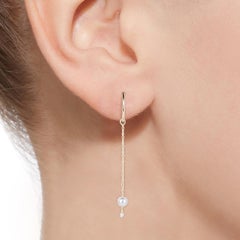 Earrings 18k Diamond and Akoya Pearl Drop Earrings