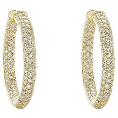 Pendientes Oro 18kt y Diamantes 3 Filas 2,57 quilates Aros Medianos